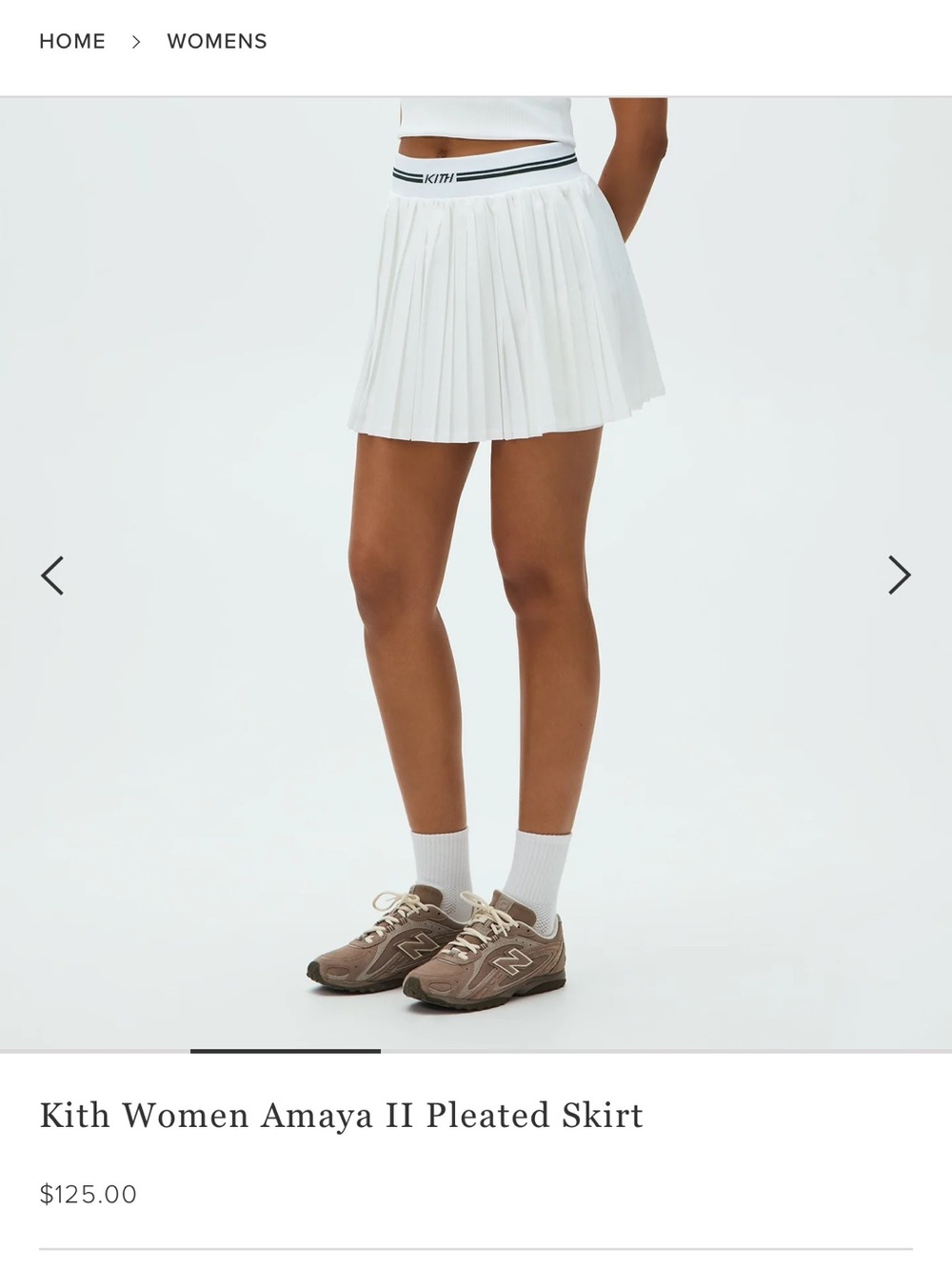 Kith White Pleated Skater Skirt with Black-Trim Waistband - Picture 4 of 8